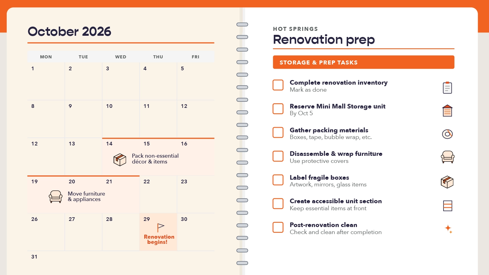 Create a Renovation Storage Timeline